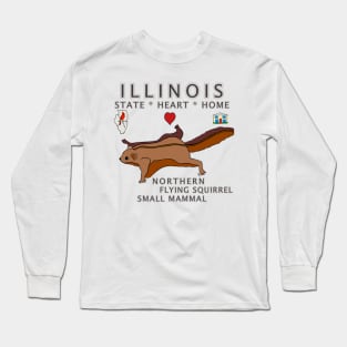 Illinois - Northern Flying Squirrel - State, Heart, Home - small mammal Long Sleeve T-Shirt